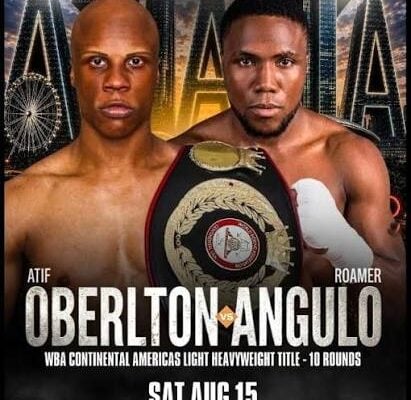 Atif Oberlton and Roamer Angulo promote their light heavyweight title fight at State Farm Arena